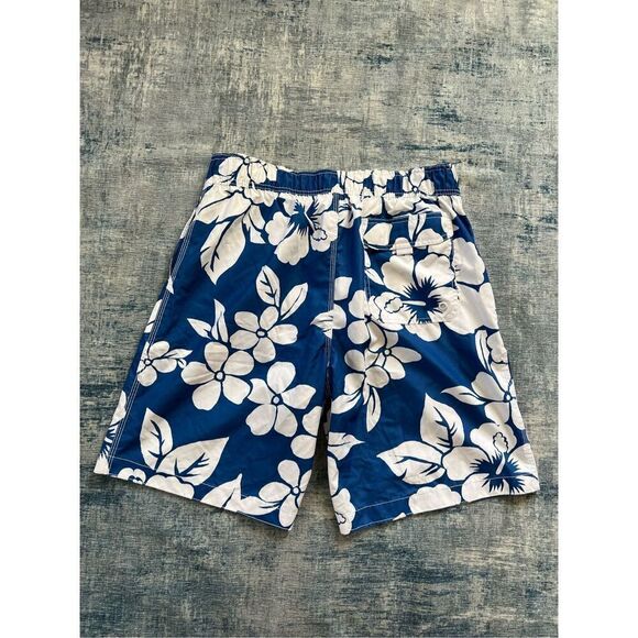 Old Navy Blue White Tropical Floral Print Swim Trunks Large - Picture 2 of 6